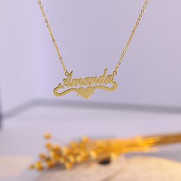 Necklaces Custom Gold Plated Name Heart Necklace Name Pendant Necklace For Mother Women Gifts 925 Silver Jelwery