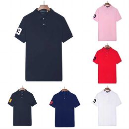 Summer Designers Fashion Ralphs T Shirts Ralphs Polos men's short sleeved t-shirt lapel fashion embroidered shirt large loose cotton Paul Laurens shirt cw14