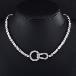 Necklaces punk Woman Horse Shoe Zirconia Choker Necklace For Women Silver Color Crystal Collar Necklace Engagement Collier Jewelry Zk35