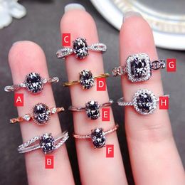 Rings Luxury Gray Moissanite Ring Size 5*7mm 1 Carat VVS Gray Diamond Rings for Women S925 Sterling Silver