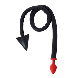 Adult Toys Devil Tail Silicone Metal Anal Plug PU Leather Whip Fetish Anal Sexy Cosplay Butt Plug Sex Toys for Couples Adult BDSM Games Les 230519