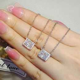 Pendant Necklaces 2023 Products Luxury Gold Silver Colour Rectangle Necklace For Women Anniversary Gift Jewellery Wholesale X7464