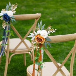 Decorative Flowers Artificial Simulated Roses Chair Back Flower Multi-color For Outdoor Wedding Party Venue Decoration