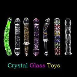 Adult Toys Glass Dildo Fake Penis Crystal Anal Beads Butt Plug Prostate Massager G Spot Female Masturbation Toys 230519