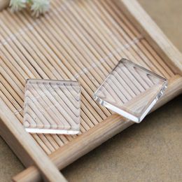 Polish 100pcs 16/20/25/30/35mm Square Flat Back Transparent Clear Glass Cabochon Hot For DIY Charm Pendant Necklace Jewellery Making