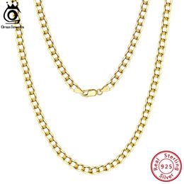 Necklaces ORSA JEWELS Italian 3mm/5mm Cuban Chain Necklace 925 Sterling Silver Chain for Women Men Handmade Silver Necklace Jewellery SC60