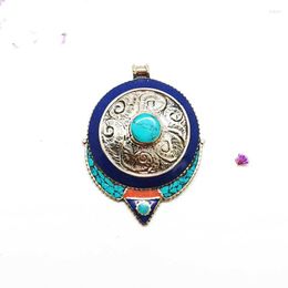 Pendant Necklaces Original Tibetan Jewellery Nepal Vintage Copper Inlay Colourful Stone Pendants TBP464