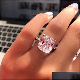Wedding Rings Fine Promise Ring 925 Sterling Sier Plated Cushion Cut 7Mm Diamonds Cz Engagement For Women Jewelry Drop Delivery Dhciz