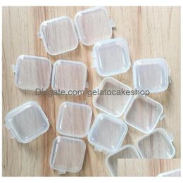 Other Home Garden Square Empty Mini Clear Plastic Storage Containers Boxs Case With Lids Small Box Jewelry Earplugs Storages Drop D Dhsxo