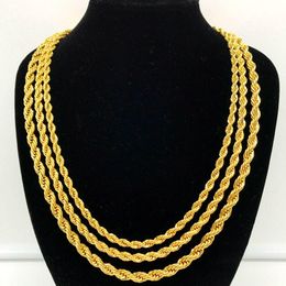 Necklaces Luxury 24K Gold Filled Solid Twisted Chain Men Women Jewelry Fashion Punk Style 5MM 6MM 7MM Full Size for Your Choice