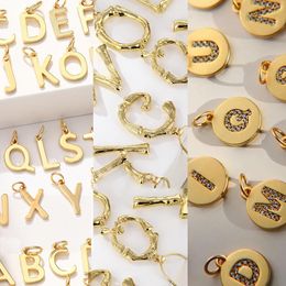 Other Gold Colour 26 Alphabet AZ Letter Stainless Steel Copper Micro Pave CZ Name Dangle Pendant Diy Earrings Necklace Bracelet Phone