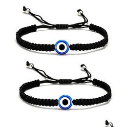 Chain 2Pcs Handmade Red String Evil Blue Eye Link Bracelets Ojo Turco Kabh Protection Luck Amet Wish Bracelet Couple Jewellery For Wom Dhx09