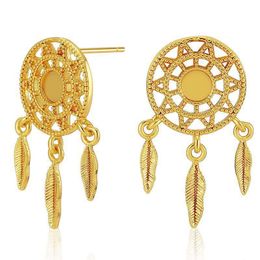 Dangle Earrings & Chandelier Gold-plated Dream Catcher Design Ladies Feather Pendant Sweet High-end Birthday Gift Jewellery