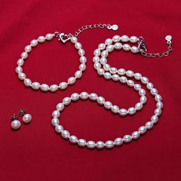 Necklace NYMPH Fine Pearl Jewelry Sets For Women Natural Pearl Necklace Bracelet Earrings 67mm Party For WomenT404