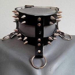 Necklaces Handmade Punk Spiked Leather Collar O Ring Choker Spikes Studs Choker Necklace