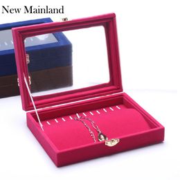Boxes Necklace Display Boxes Bracelet Holder Pallet Jewelry Box Jewelry Display Box Velvet Lid Pendant Organizer Case with Cover