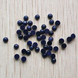 Crystal Wholesale 50pcs/lot 2018 fashion high quality blue sand stone round cab cabochon beads for Jewellery making 4mm free shipping