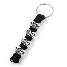 Skull Paracord Keychain - Black army green Snake Knot Skull Paracord Key Chain- Key Chain2664