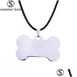 Pendant Necklaces Stainless Steel Pet Cat Dog Tag Necklace Cute Bone Puppy Collars Accessories Jewellery Fashion Drop Delivery Pendants Dhbxa