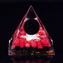 Components Obsidian Crystal Sphere Orgone Pyramid Red Coral Energy Healing Chakra Reiki Orgonite Emf Protection For Chakra Healing En