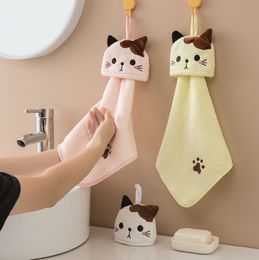 Cartoon Fox Hanging Hand Towel Soft Coral Kitchen Towel Cute Kids Child baby Quick Dry Bathing Towel Cloth Bathroom Accessories