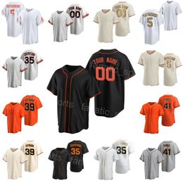 Team Baseball 5 Mike Yastrzemski Jersey 41 Wilmer Flores 35 Brandon Crawford 32 David Villar 39 Thairo Estrada Flexbase Oraneg Black White Beige Men Women Youth J-R