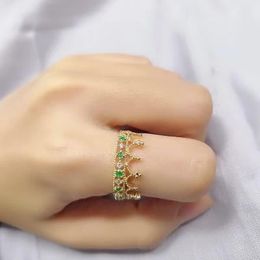 Cluster Rings ! Fidelity Natural 3mm Colombia Emerald S925 Sterling Silver Crown Fine Jewelry For Women Party Green Gemstone