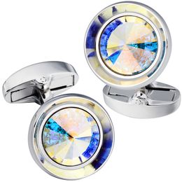 HAWSON Cufflinks for Men-Fashion Multicolor Crystal Men French Shirt Cufflinks for Regular Weeding Business