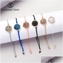 Chain Crystal Natural Stone Bracelet For Women Fashion Simple Colorf Woven Adjustable Bangle Friendship Jewellery Gift Drop Delivery Br Dhuph