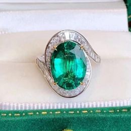 Cluster Rings WPB Premium Women Artificial Big Oval Emerald Ring Female Luxury Jewelry Brilliant Zircon Design Girl Gift Party