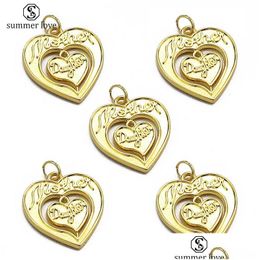 Charms New Arrival Sier Gold Plating Small Heart Penadant Charm For Neckalce Bracelet 20Pcs/Lot Mother Daughter Letter Fashion Jewel Dh0Ie