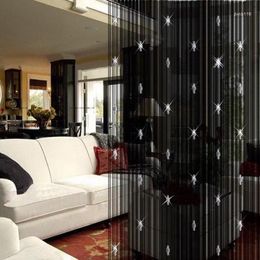 Curtain Black Shiny Crystal 3 Beads Cord Durable And Washable Curtains Breathable Foldable