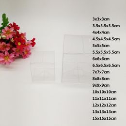 Boxes 100pcs Square Plastic Box PVC Clear Transparent Box for Cake Candy Christmas Gift Birthday Wedding Jewelry Packaging Storage Box