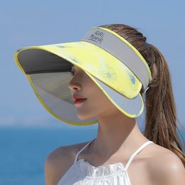 Wide Brim Hats Bucket Hats Summer Women Bucket Hats Outdoor UV Protection Visors Pullout Enlarged Brim Empty Top Hat Korean Flower Big Brim Sun Hat Beach 230519