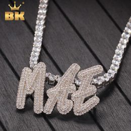 Necklaces THE BLING KING Doublelayer Overlapping Cursive Font Pendant Solid make Your Words Necklaces Zirconia Unisex Jewellery 2020 New