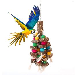 Other Bird Supplies Chewing Toys Parrot Attract Attention Multicoloured Cage Accessories With Non-slip Hook Wooden Blocks For Medium