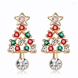 Stud Earrings Women Christmas Tree Rhinestone Ear Elegant Jewellery Xmas Gift Rings