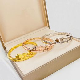 Bangle Designer Collection Bangle 925 Sterling Silver Shiny Elastic Plated Gold Colour Snake Serpent Open Bracelet Fashion Jewellery