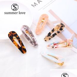 Hair Clips Barrettes Fashion Acrylic Bb Clip Hairpin Women Girls Acetic Acid Leopard Rec Shiny Tin Foil Hairgrip Accessories Drop Dhwz9