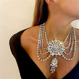 Halsketten Mode Strass Layered Bohemian Gute Qualität Blume Fransen Klobiger Kragen Frauen Choker Statement Anhänger Halskette Schmuck