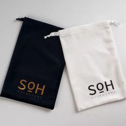 Display Black White Cotton Gift Bags 5x7cm 7x9cm 11x14cm 15x20cm pack of 50 Makeup Packaging Pouches Jewelry Sack