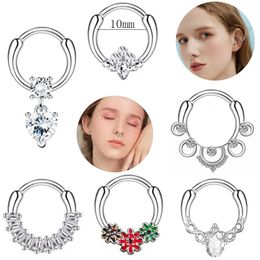 Nose Rings Studs Hoops for Women Medical Stainless Steel Piercing Body Jewlery Wholesale 2023 New Silver Color Zircon Waterdrop