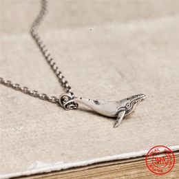 Necklaces MKENDN Ocean Style 100% 925 Sterling Silver 52HZ Whale Pendant Necklace For Men Women Love Jewellery Gift