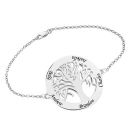Bangle Women Custom Name Family Tree of Life Bracelet Sterling Silver 925 Personalized Letter Bracelets Pulsera Jewelry Gifts for Women