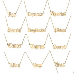 Подвесные ожерелья из нержавеющей стали 12 Зодиак для женщин Мужчины мод