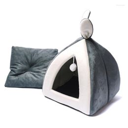 Cat Beds Warm House Soft For Cats Foldable Four Seasons Cute Bed Oxford Cloth Pet Accessories Luxury Cama Para A