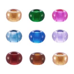 Crystal 100pcs Glass Beads European Bead Rondelle Large Hole Beads Mixed Colour for Jewellery Making DIY Bracelet Necklace 15x10mm