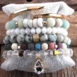 Bangle RH Fashion Boho Jewellery Natural Stone Beaded Bracelet Bangle 6pc Stack Bracelet Set For Women Bohemian Jewelryes Gift DropShip