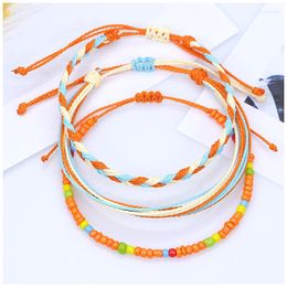 Charm Bracelets 3 Pcs Bohemia Colourful Beaded Set For Women Sea Shell Beads Handmade Braided Rope Bracelet Summer Beach Jewellery