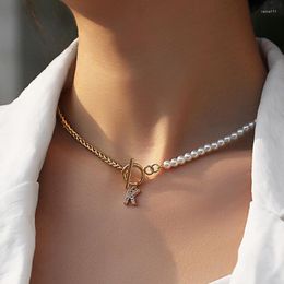 Pendant Necklaces Fashion Pave Zircon A-Z Initial Letter Women Necklace Romantic Stainless Steel OT Buckle For Jewelry Gift